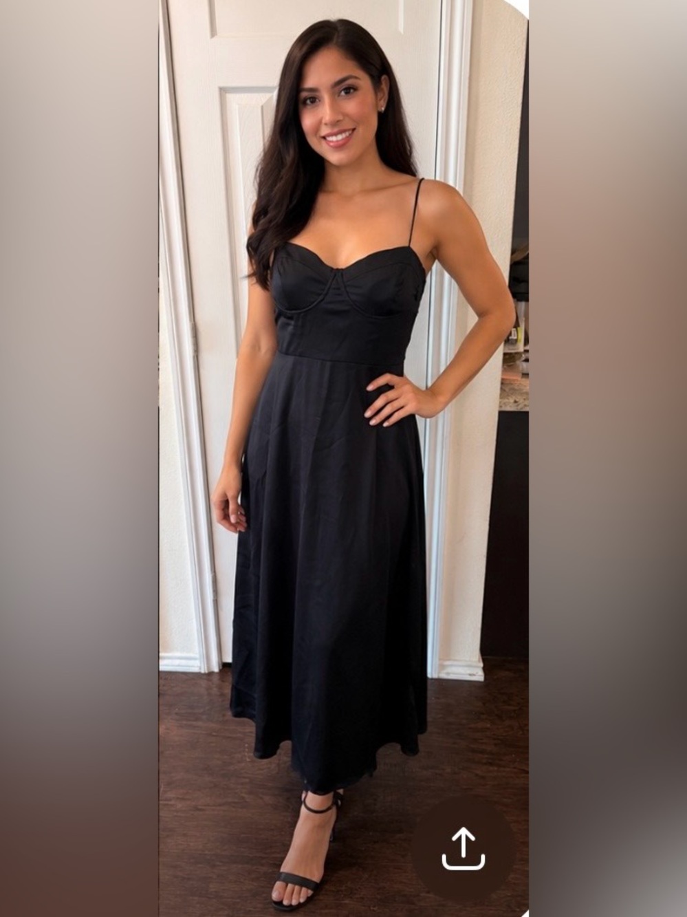 Astr Black Strapless Bustier Midi with Spaghetti Straps